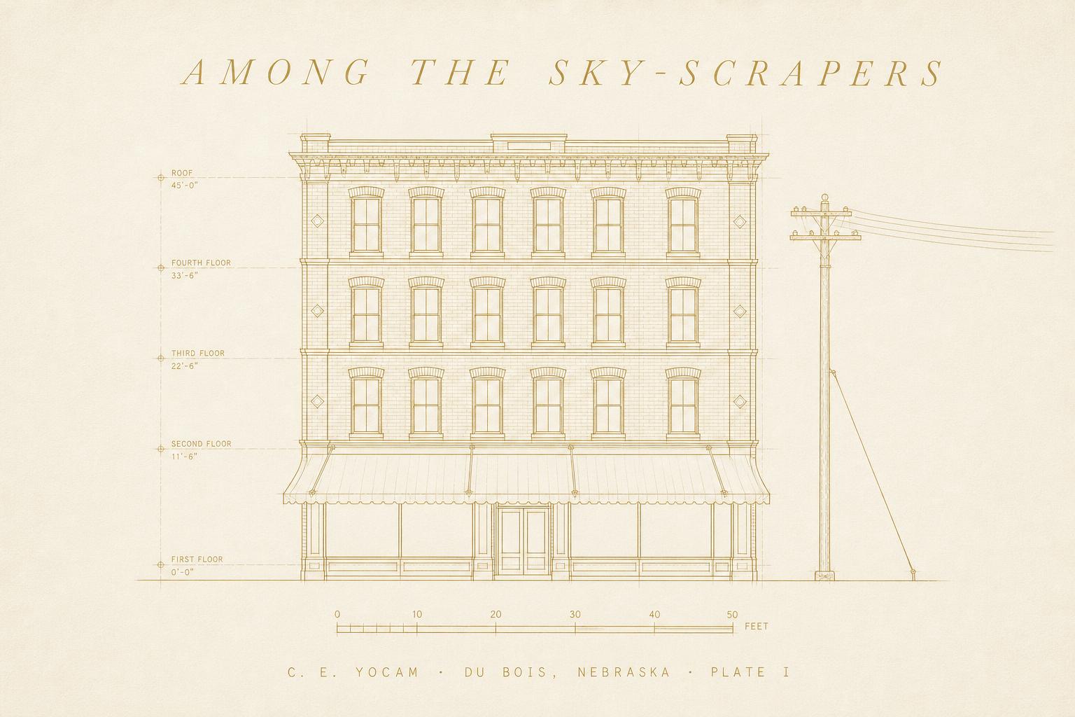 Among the Sky-Scrapers — Real-Photo Postcards by C. E. Yocam, Du Bois, Nebraska